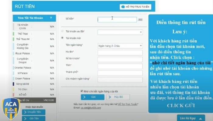 Rút tiền cá độ về sử dụng