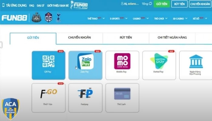 Nạp tiền qua nhiều cách tại trang cá cược